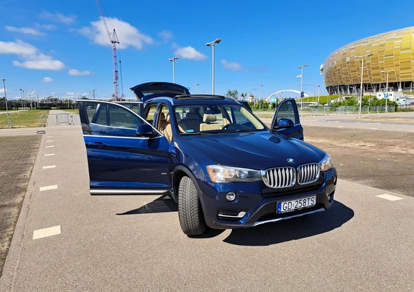 BMW X3 cena 85500 przebieg: 131000, rok produkcji 2015 z Gdańsk małe 781